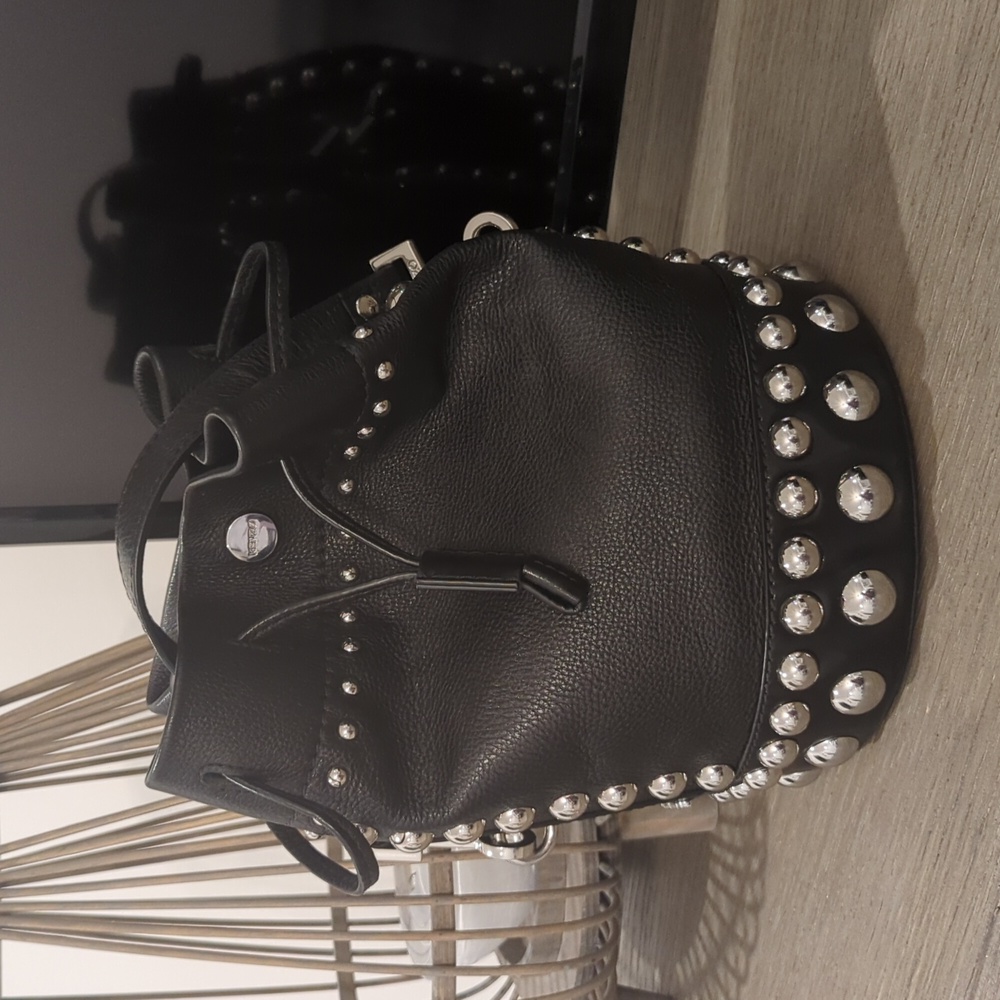 Kenzo Leather Silver Studded Bucket Bag